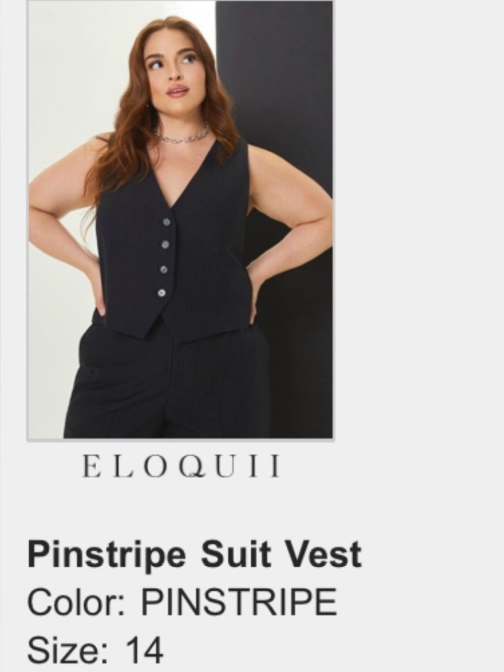 Eloquii Pinstripe Suit Vest and Pants in Navy